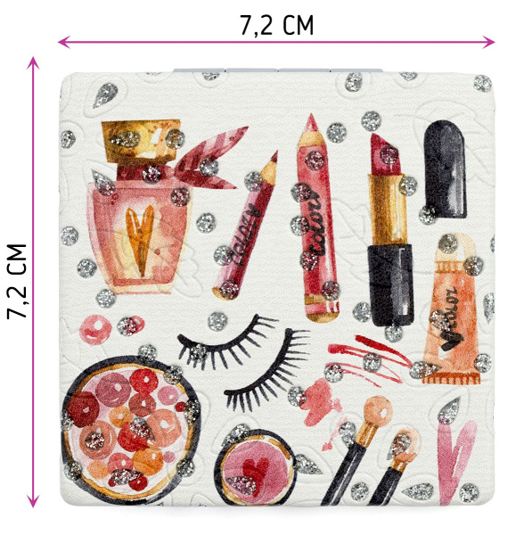 Фото Зеркало компактное Weisen WSPK-144-2 Make-up, квадратное, 7,2х7,2 см (Зеркала карманные)