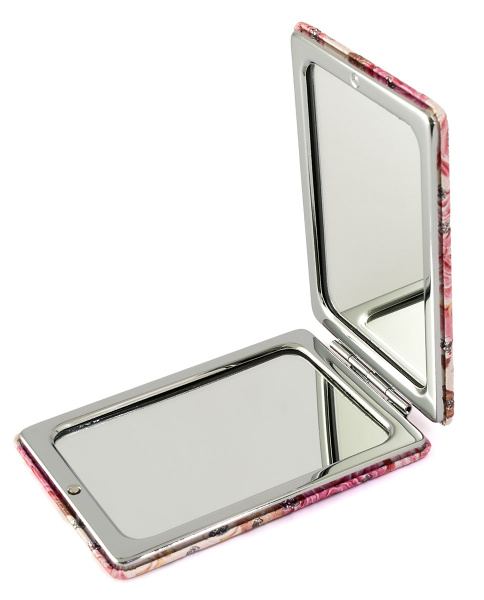 Фото Зеркало компактное Weisen WSPK-141-5 Розы, прямоугольное, 8,5х6,2 см (Зеркала карманные)