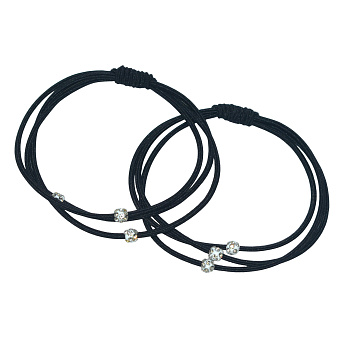 Резинки для волос Weisen WSRJ-1250-4 со стразами, черные, 2 шт.