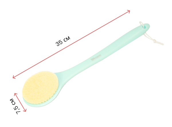 Фото Щетка для тела Weisen PA03020 Mint массажная, овальная, 38 см, мятная (Щётки для тела)