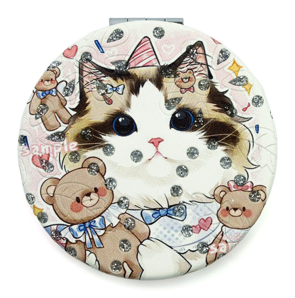 Фото Зеркало компактное Weisen WSPK-142-1 Котята, круглое, d 7 см (Зеркала карманные)