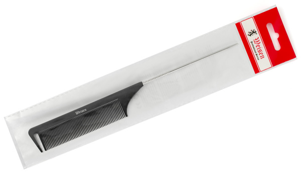 Фото Гребень Weisen ABS-71039 Black с металлическим хвостиком и с разделителем, 23,5 см, черный (Гребни)