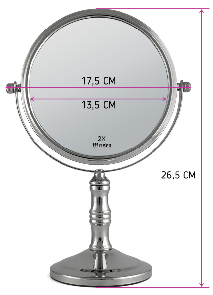 Фото Зеркало Weisen WS-C2215 настольное, 2Х-увеличение, d 15 см, h 26,5 см (Зеркала настольные)