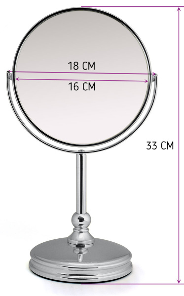 Фото Зеркало Weisen HIC-1059B Silver, настольное, 5X-увеличение, h 17 см. (Зеркала настольные)