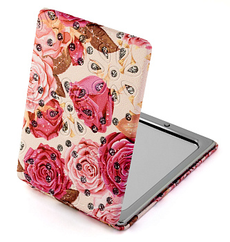 Зеркало компактное Weisen WSPK-141-5 Розы, прямоугольное, 8,5х6,2 см