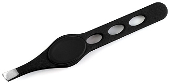 Пинцет для бровей Weisen RRK-1046BLK скошенный, 9,5 см, черный