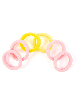 Резинки для волос Weisen WS-2446-1-22 Mix mini, желтый/розовый, 6 шт.