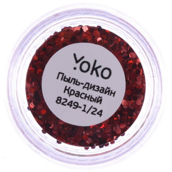 Фото Пыль для дизайна ногтей Yoko Y 8249-1/24, красный (Пыль для дизайна ногтей)