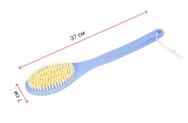 Фото Щетка для тела Weisen PA03034 Blue массажная, овальная, 37 см, голубая (Щётки для тела)