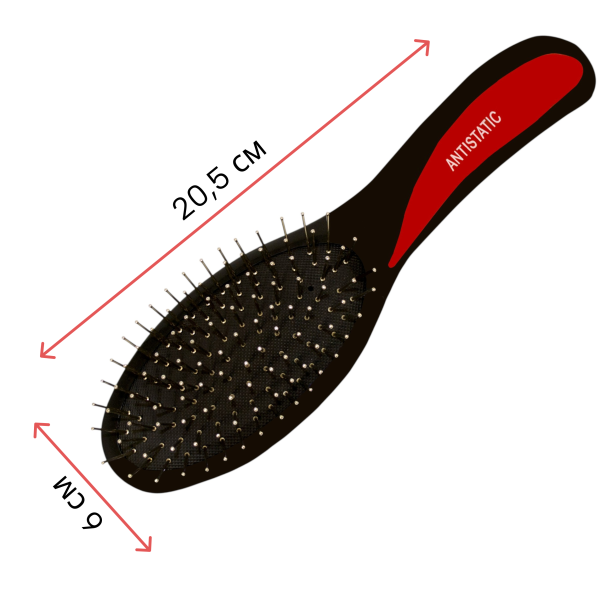 Фото Расческа массажная Weisen WS-8581-SH RED с металлическими штифтами, овальная, красная, 20,5 см (Расчёски и щётки)