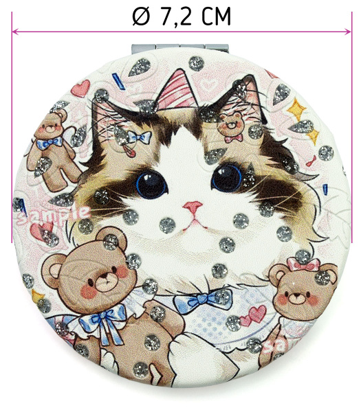 Фото Зеркало компактное Weisen WSPK-142-1 Котята, круглое, d 7 см (Зеркала карманные)