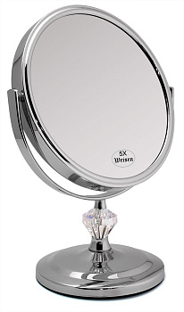 Зеркало Weisen BIC-1066-3 Silver, настольное малое, 1 кристалл, 5X-увеличение, h 17 см