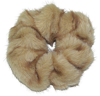 Резинка для волос Weisen WSCR-121 Светло-коричневая, меховая, 1 шт.