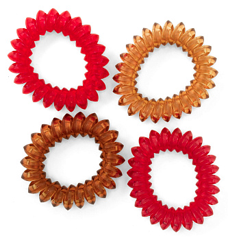 Резинки для волос Weisen WSKG-2145-1-4 CRYSTAL mini, пружинки, красный/карамель, 4 шт.