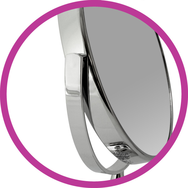 Фото Зеркало Weisen BIC-1066-3 Silver, настольное малое, 1 кристалл, 5X-увеличение, h 17 см (Зеркала настольные)