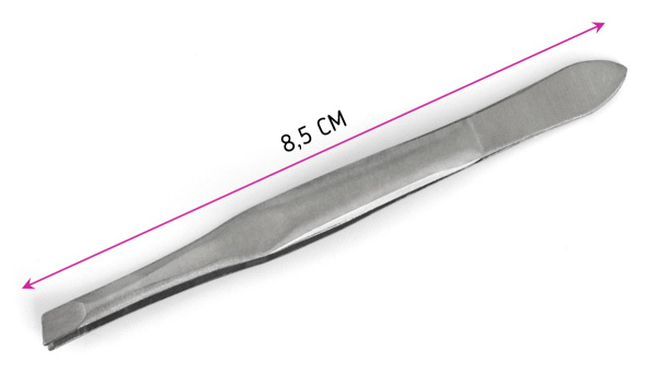 Фото Пинцет для бровей Weisen RRK-1096 скошенный, матовый никель, 8,5 см (Пинцеты для бровей)