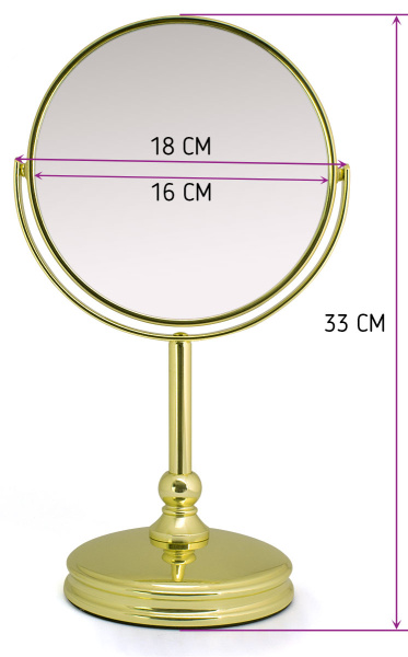 Фото Зеркало Weisen HIC-1059E Gold, настольное, 5X-увеличение, h 17 см. (Зеркала настольные)