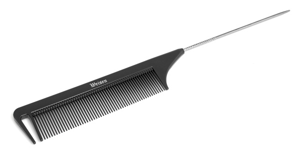 Фото Гребень Weisen ABS-71039 Black с металлическим хвостиком и с разделителем, 23,5 см, черный (Гребни)