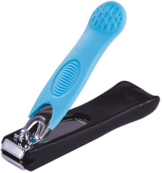 Книпсер с чехлом для сбора ногтей YES 96640, черный с голубым, 9 см