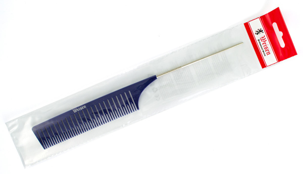 Фото Гребень Weisen ABS-21248 M Dark Blue средний, для мелирования, с хвостиком, 26,5 см (Гребни)