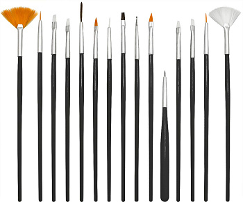 Набор кистей для дизайна ногтей  Weisen WS-1012, черный, 15 шт
