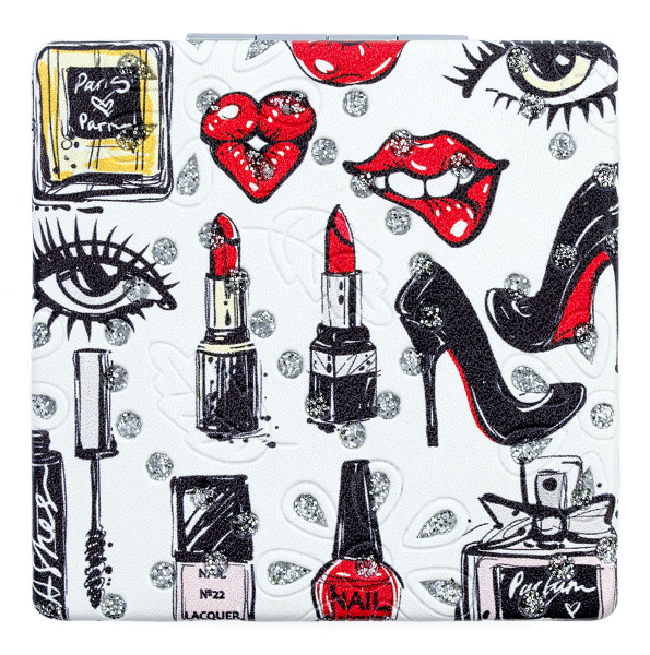 Фото Зеркало компактное Weisen WSPK-137-4 Beauty time, квадратное, 7,2х7,2 см (Зеркала карманные)