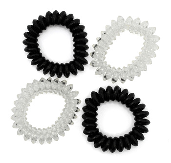 Резинки для волос Weisen WSKG-2145-1-2 CRYSTAL mini, пружинки, черный/белый, 4 шт.