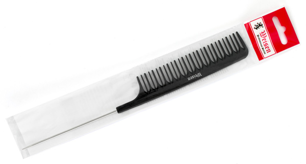 Фото Гребень Weisen CB127 с металлическим хвостиком, карбоновый, 24 см, черный (Гребни)