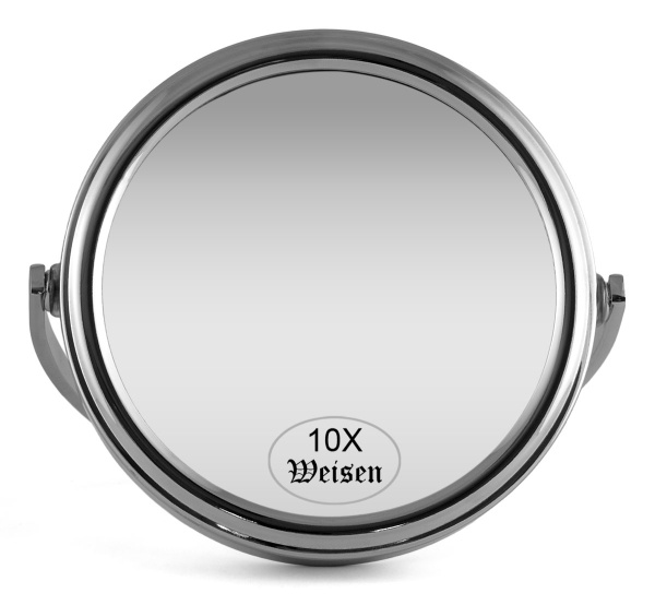 Фото Зеркало Weisen WS-12010-CHR настольное, хром,10Х-увеличение. d 10 см, h 12 см (Зеркала настольные)