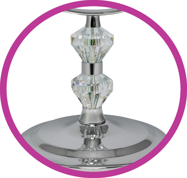 Фото Зеркало Weisen BIC-1066A-1 Silver настольное среднее, 2 кристалла , 7Х-увеличение, h 17 см. (Зеркала настольные)