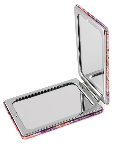 Фото Зеркало компактное Weisen WSPK-141-4 Розы, прямоугольное, 8,5х6,2 см (Зеркала карманные)