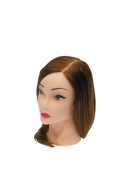 Голова учебная Dewal FI-2022M-6 шатенка протеиновые волосы, 30-40 см