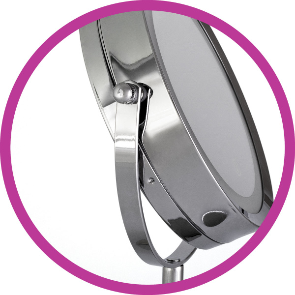 Фото Зеркало косметическое Weisen BIC-1123-H, настольное с подсветкой, 2Х-увеличение, d 17 см, h 33 см (Зеркала с подсветкой)