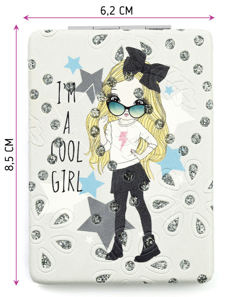 Фото Зеркало компактное Weisen WSPK-140-6 Girls, прямоугольное, 8,5х6,2 см (Зеркала карманные)