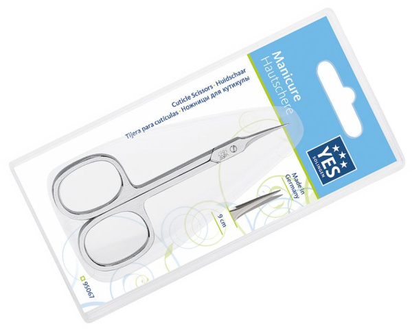 Фото Ножницы для кутикулы YES 95067, изогнутые, 9 см (Ножницы маникюрные)