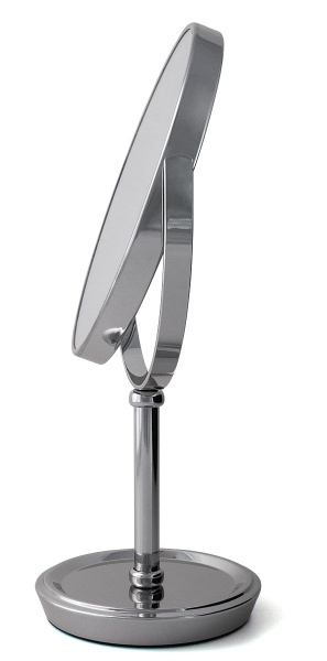 Фото Зеркало Weisen BIC-1118B Silver настольное, лоточек для украшений, 5X-увеличение, h 17 см (Зеркала настольные)