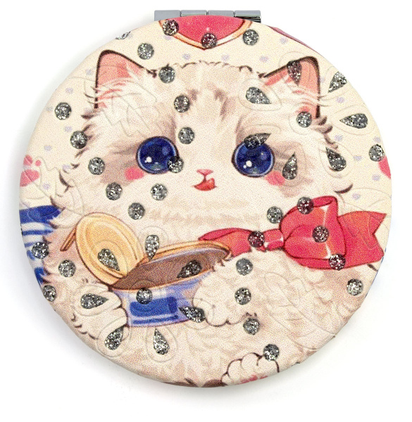 Фото Зеркало компактное Weisen WSPK-142-2 Котята, круглое, d 7 см (Зеркала карманные)