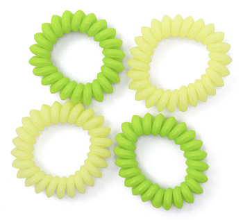 Резинки для волос Weisen WSKG-2145-2-4 NEON mini, пружинки, салатовый/желтый , 4 шт.